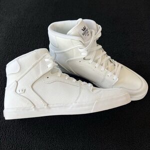 Supra Vaider Triple White High Top Skate Shoes Mens Size 12 Leather